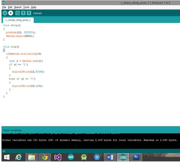 Arduino IDE with the final sketch